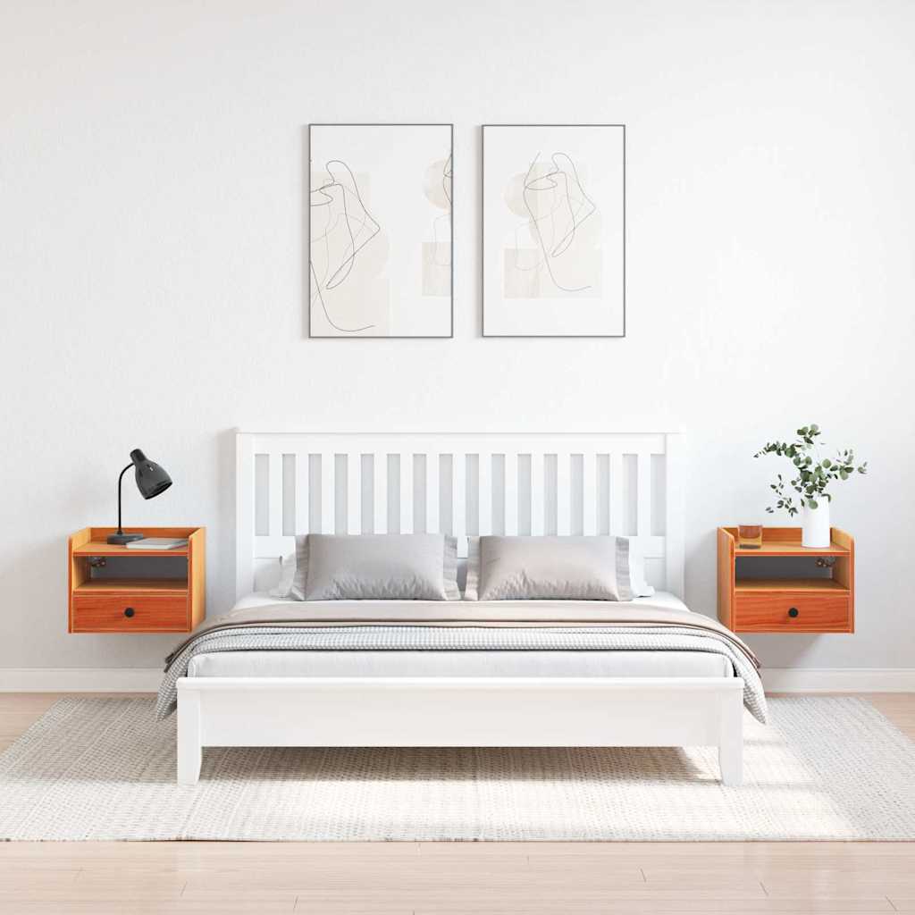 Nachttisch 2 pcs Wachsbraun 38 x 36 x 29,5 cm Massivholz Kiefer